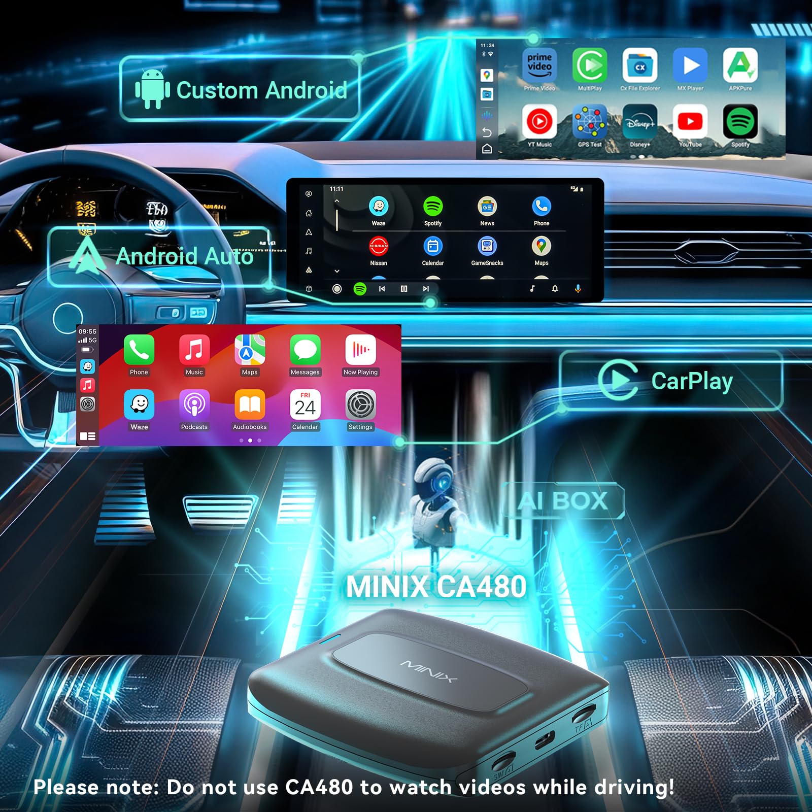 Amazon.com: MINIX CarPlay Android AI Box 8 Core 8G+128G for Only